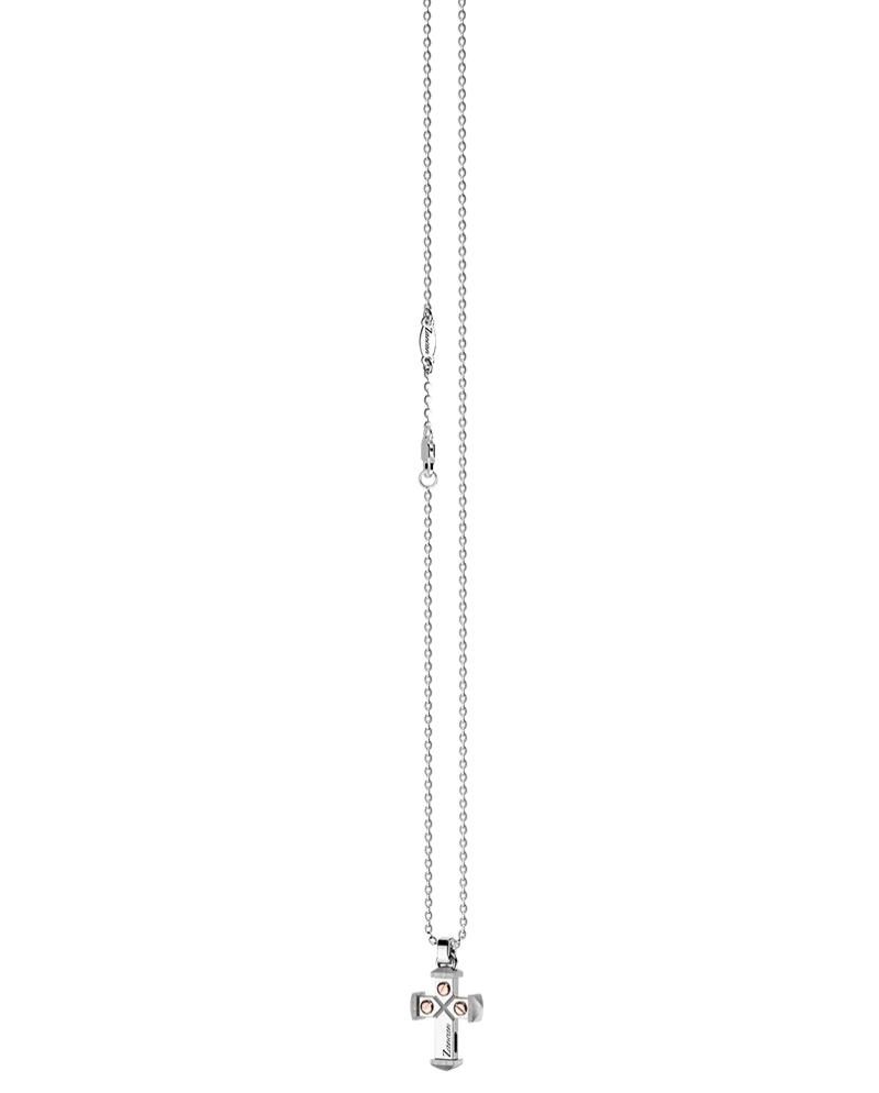 Collier Zancan Insignia avec pendentif croix en argent et or EXB442